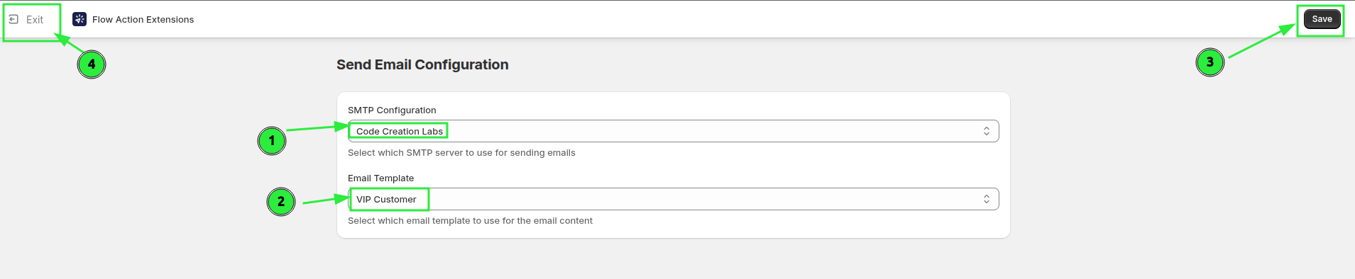 Selecting the email layout and SMTP server