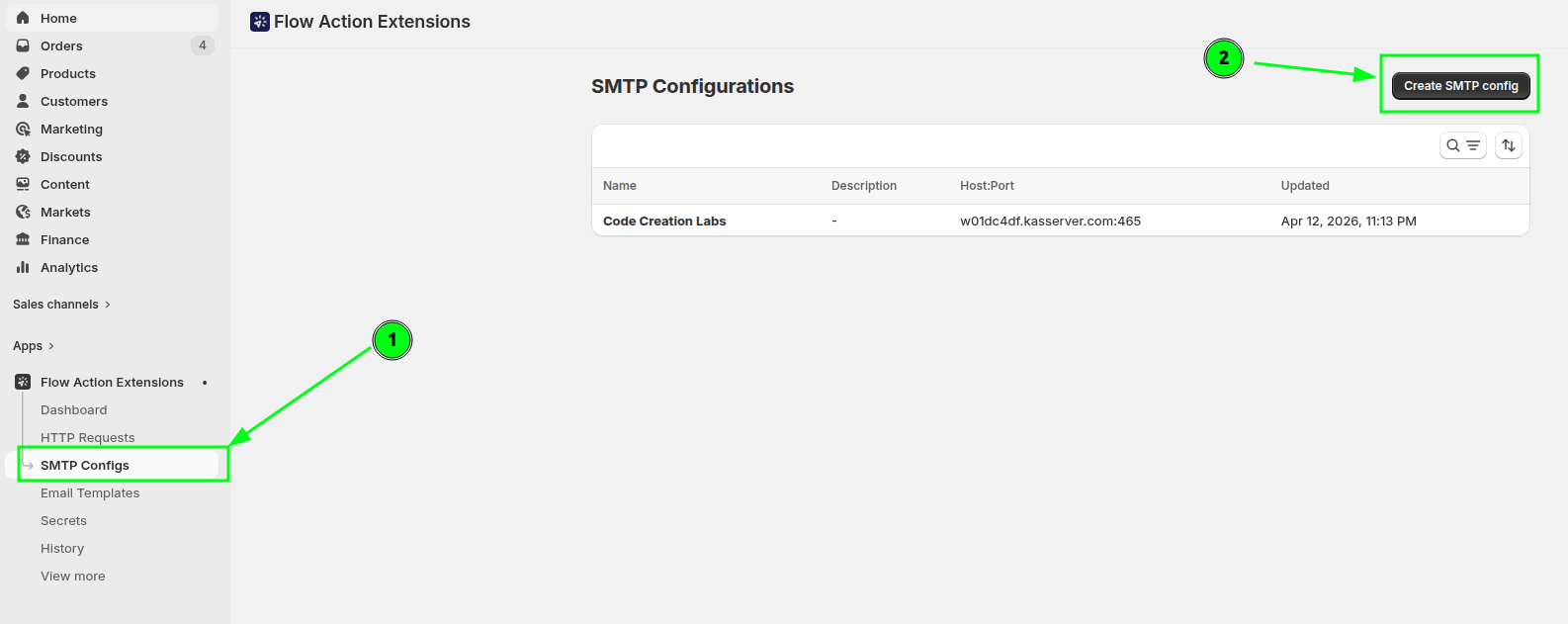 The Email Senders page in Workflow Transactional Email