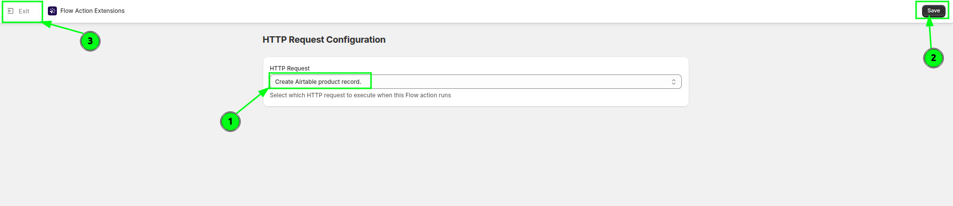 Selecting the saved HTTP request