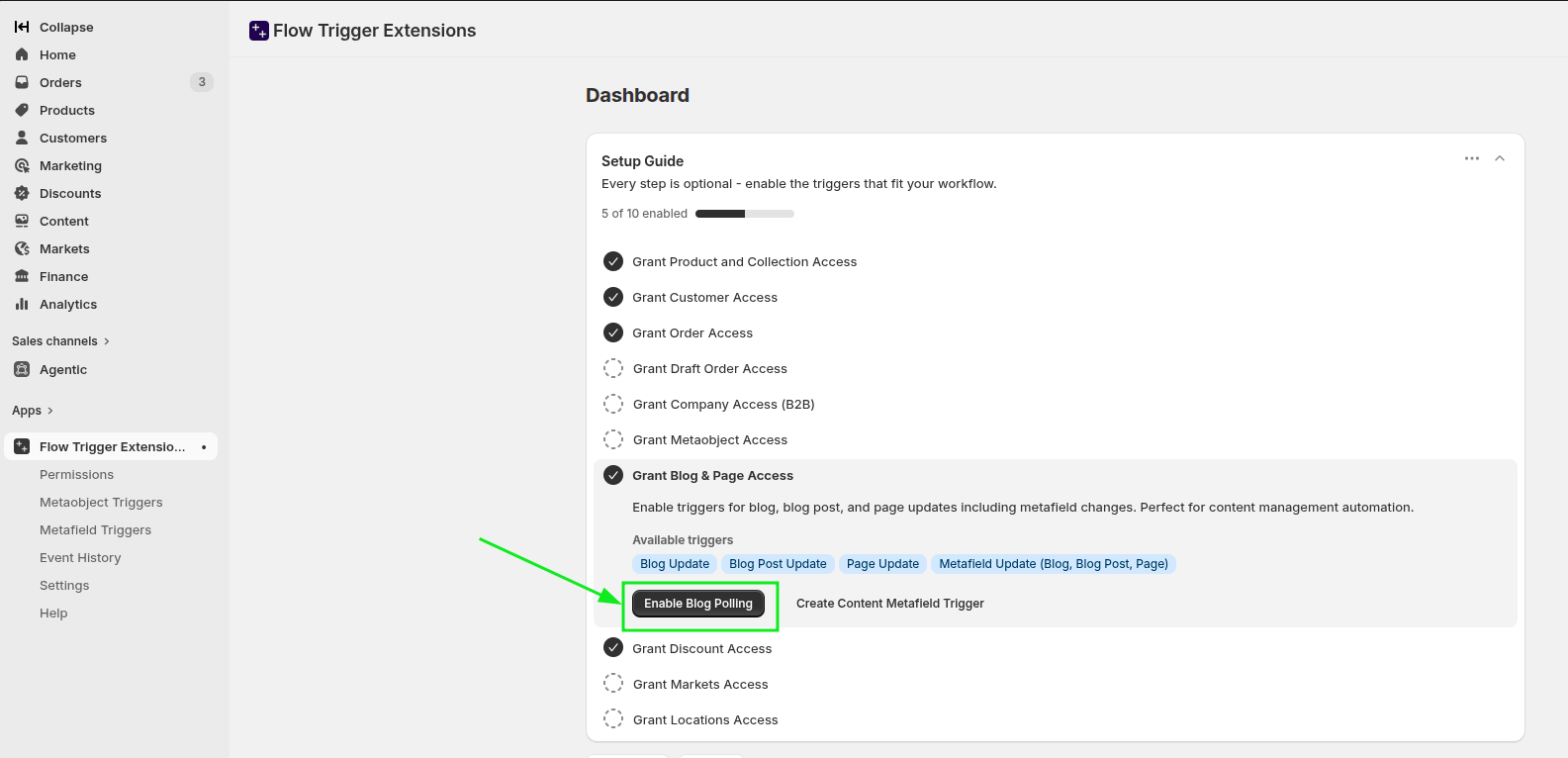 Enable Blog Polling button in Workflow Trigger Extensions