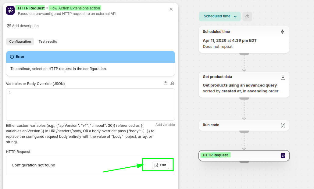 Adding the HTTP Request action